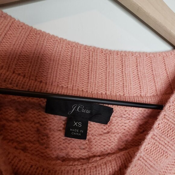 J.Crew Lonnie Cable Knit Wool Blend Tunic Sweater Pink XS Chunky‎ - Picture 3 of 8